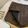 Nueva falda de gamuza de moda estilo coreano para mujer, otoño, cintura alta, versátil, adelgazante, línea A, bodycon, falda corta