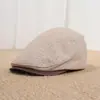 Gorra Plana Rayada Retro Nueva Japonesa para Mujer Boina de Béisbol Británica Literaria Versátil Adelgazante para la Cara Se Usa Hacia Atrás para Hombre