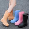 Nuevos Zapatos de Agua de Caña Alta para Mujer Estilo Coreano 2025 para Exteriores, Botas de Lluvia de Plástico PVC para Todas las Estaciones, Botas de Lluvia Impermeables de Una Sola Pieza