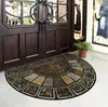 Tapete de Piso de Azulejo Floral Retrô Estilo Americano Transfronteiriço para Entrada, Resistente a Manchas e Fácil de Manter, Tapete de Entrada de Veludo Cristal Doméstico