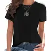 Camiseta de Algodão Feminina de Verão com Estampa de Letras, Camiseta Estampada da Moda, Top de Manga Curta de Alta Qualidade