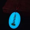 Piedra Luminosa Nanwo Amitabha Buda Colgante Oval Grande Escritura Buda Marca Collar Loto Lurangama Borde de Maldición Colgante