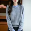Cardigan de Lã Tricotado Simples Feminino Slim Fit com Gola Polo Color Block - Novo Estilo Outono 2026