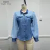 Estación Independiente Transfronteriza de Comercio Electrónico AliExpress 2026 Europea y Americana Ropa de Mujer Primavera Verano Otoño Nuevo Top de Encaje con Cuello en V de Manga Larga