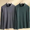 Camiseta interior térmica de cuello medio, doble cara, para hombre, manga larga, ropa de estudiante universitario de moda para hombre, ropa interior de otoño