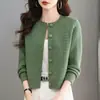 Outono 2026 Novo Estilo Coreano Moda Mãe Suéter Cardigan Curto Cor Sólida Casaco Feminino Malha Top Tendência