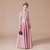 Vestido Formal para Niñas, Vestido de Noche de Piano Elegante de Alta Gama, Vestido Largo de Princesa, Vestido de Pasarela con Lentejuelas de Cuello Redondo para Niños