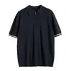 Nueva Camisa Polo de Hombre Verano Seda de Hielo Transpirable y Seca Ligera para Hombre Negocios Color Sólido Casual Cuello Solapa Manga Corta Camiseta