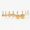 Pendientes de Acero Inoxidable con Colgante Redondo de Perla Corazón de Amor Simple Venta al por Mayor Comercio Exterior Transfronterizo Pendientes de Galvanoplastia al Vacío Más Vendidos para Mujeres