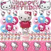 Decoraciones para Fiesta de Gatos Kt Transfronterizas Pancarta de Cumpleaños Infantil Adorno para Pastel Globo Mantel de Mesa Set Espiral Montaje de Fiesta