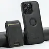 Funda de Cuero para Teléfono Móvil con Soporte para Tarjetas y Cargador Inalámbrico Magnético Magsafe 2 en 1 para Iphone18Promax