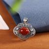 Collar personal de plata tailandesa con exquisito trabajo de plata s925 con incrustaciones de ágata roja del sur azul quemado, colgante hueco para suéter de mujer