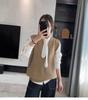 Chaleco de punto apilado de alta gama para mujer, estilo vintage coreano, holgado, con cuello en V, para primavera y otoño.