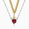 Nuevo Colgante de Daga de Amor de Cristal Rojo Caliente Europeo y Americano Diseño de Collar en Capas Cadena para Clavícula Femenina