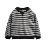Sudadera Rayada para Niños 2025 Otoño Nueva Estilo Coreano Holgada Casual Moda Tendencia Sudadera para Niños