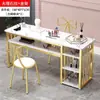 Mesa de manicure moderna, mesa de manicure dupla econômica, mesa de maquiagem, conjunto de mesa e cadeira para salão de manicure de luxo leve estilo japonês, estação de manicure