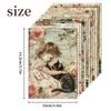 12 piezas de papel de material temático de capital romántico inglés medieval, papel de respaldo de fondo para cuenta de mano retro romántica francesa