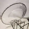 Platos de Vidrio Rayados Simples de Gama Alta Estilo Europeo Más Vendidos para Banquetes y Hoteles, Platos para Frutas, Bandejas para Servir, Bandejas para Frutas