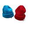 Gorro de lana con aros para mujer, estilo hip hop, de otoño e invierno, con borde perforado y piel de melón, tejido a mano, para hombre y mujer.
