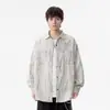 Camisa de Manga Larga Tie-Dye Estilo Americano de la NASA para Hombre Primavera y Otoño 2026 Nueva Camisa Holgada con Solapa para Pareja Chaqueta Casual