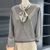 Moda de Punto de Moda 2026 para Mujeres de Mediana Edad, Tops Finos de Manga Larga Estilo Madre, Tops Casuales Elegantes y Elásticos