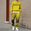 Conjunto de Moletom Masculino 2025 Primavera e Outono Transfronteiriço com Gola Redonda e Estampa, Leve e Casual, Adequado para Uso Diário