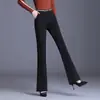 Elegantes pantalones de mujer acampanados, pantalones casuales, 2026 otoño versátiles talla grande cintura alta adelgazantes elásticos fluidos pantalones de mujer