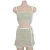 Nuevo Traje de Baño de Dos Piezas sin Tirantes Estilo Coreano Ins para Mujer, Conjunto de Traje de Baño para Resort de Aguas Termales, Falda a Cuadros Estilizada de Cintura Alta