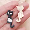 Desenho Fofo Gotejamento de Óleo Notas Musicais de Piano Gato Preto e Branco Pingente de Liga de Zinco Chaveiro DIY Acessórios de Joias
