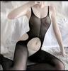 Lencería Sexy con Abertura Reveladora Conjunto Pasión con Malla Transparente Atrevida y Medias para el Cuerpo