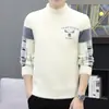 Venda Quente Transfronteiriça Suéter Masculino Gola Semi-Alta de Pelo Sintético Confortável Espessado Malha Fábrica Direta de Malhas Masculinas