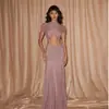 Verano Europeo y Americano Transfronterizo Nueva Moda Elegante Sexy Hueco Bodycon Fruncido Color Sólido Vestido Largo Venta al por Mayor