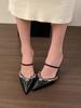 Zapatos Individuales de Moda para Mujer para Usar en el Exterior Tacones Altos 2025 Verano Nuevo Estilo Caliente Hada Gentil Francés Stiletto Punta Afilada Sandalias