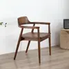 Silla de Comedor Hiroshima con Reposabrazos de Madera Maciza, Nogal Negro Norteamericano, Respaldo de Madera Natural Estilo Japonés Sencillo, Silla de Estudio Doméstica con Ensambles de Mortaja y Espiga