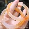 Pulsera de color ágata con hielo, moderna y versátil, para mujer, con calcedonia naranja, hermosa pulsera de tira redonda, pulsera de jade miel.