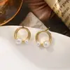 Aretes de Perla Plata de Ley 925 Aguja Sentido de Alta Gama Nicho Aretes Arcoíris Lujo Ligero Sin Decoloración Poste del Oído Aretes Simples