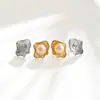 Brincos de Girassol Retrô Europeus e Americanos Banhados a Ouro de Cobre Puro para Mulheres, Brincos Simples de Alta Qualidade Feitos à Mão com Pérola Redonda Incrustada