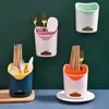 Soporte para palillos jaula para palillos estante de almacenamiento de cocina sin perforaciones cubo de almacenamiento para cucharas plástico montado en la pared escurridor almacenamiento de palillos