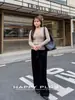 Suéter de Punto de Lana Runqi Tallas Grandes Estilo Francés para Viajar Doble Botonadura Cuello en V Ceñido a la Cintura 9403 Conjunto Completo Intelectual y Exquisito