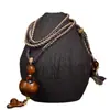 Pingente de Madeira de Raio Madeira de Jujuba com Marcas de Trovão Contas Redondas Pingente Original Corrente para Clavícula Joia Pendurada Cultural para Homens e Mulheres