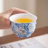 Juego de Taza de Té de Cerámica Esmaltada Azul y Blanco, Taza Maestra Grande, Taza de Té, Caja de Regalo Compañero de Negocios