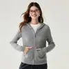 Outono Inverno Estilo Simples 100% Caxemira Com Capuz Bolso com Zíper Tricô de Trança Cor Sólida Manga Longa Casual Versátil Cardigã de Tricô