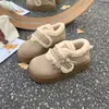 Sapatos de algodão estilo Birkenstock, forrados com fleece, quentes, confortáveis, casuais, modernos e versáteis, coleção nova 2026, com sola plataforma grossa para altura extra e forro fofo de algodão