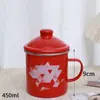 Tarro Grande de Acero Inoxidable para Manteca Casera Personalizado, Tarro de Té Esmaltado, Tarro de Manteca Esmaltado Creativo de Doble Asa con Tapa