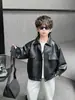 Chaqueta de Cuero Resistente para Niños de Primavera y Otoño, Estilo Coreano, Chaqueta Casual Elegante y Genial para Niños, Ropa Exterior de Moda para Niños Pequeños