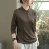 Camiseta de manga larga con cuello alto y forro polar por ambos lados para mujer, estilo nuevo, corte holgado, casual, color liso, moderna, favorecedora y versátil