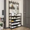 Zapatero integrado simple de múltiples capas para uso en el hogar y dormitorio, perchero multifuncional de pie y soporte para zapatos y sombreros