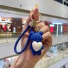 Llavero de Conejo de Amor de Dibujos Animados Pareja Abrazo Corazón Muñeca Llavero Trenzado Colgante para Bolso de Coche Regalo Máquina de Muñecas