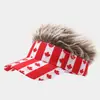 Gorra de Béisbol de Cabello Falso Realista Transfronteriza Europea y Americana con Diseño de Bandera Estadounidense y Estrellas, Gorra Personalizada para Fanáticos del Mundial