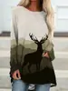 Camiseta de Manga Longa Estilo Novo Marca Independente Transfronteiriça Estilo Europeu e Americano Estampada em 3D com Padrão de Poção de Bruxa e Morcego, Camisa Solta com Gola Redonda